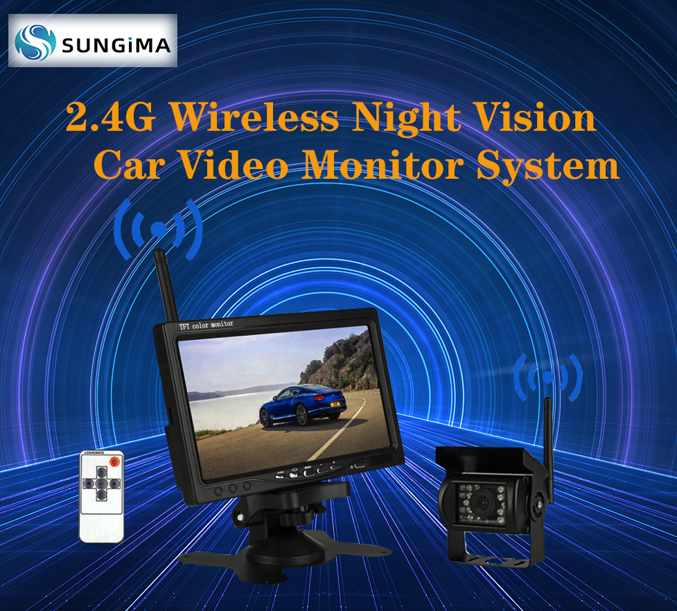 2.4G Wireless Rear View Backup 18 IR LED Night Vision Car HD Camera Plus 7 Inch Car Video Monitor System